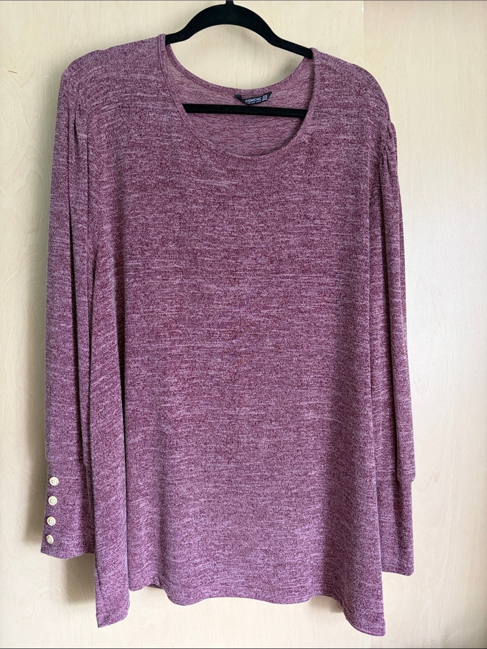 BloomChic Heathered Plum Long-Sleeve Crewneck Top